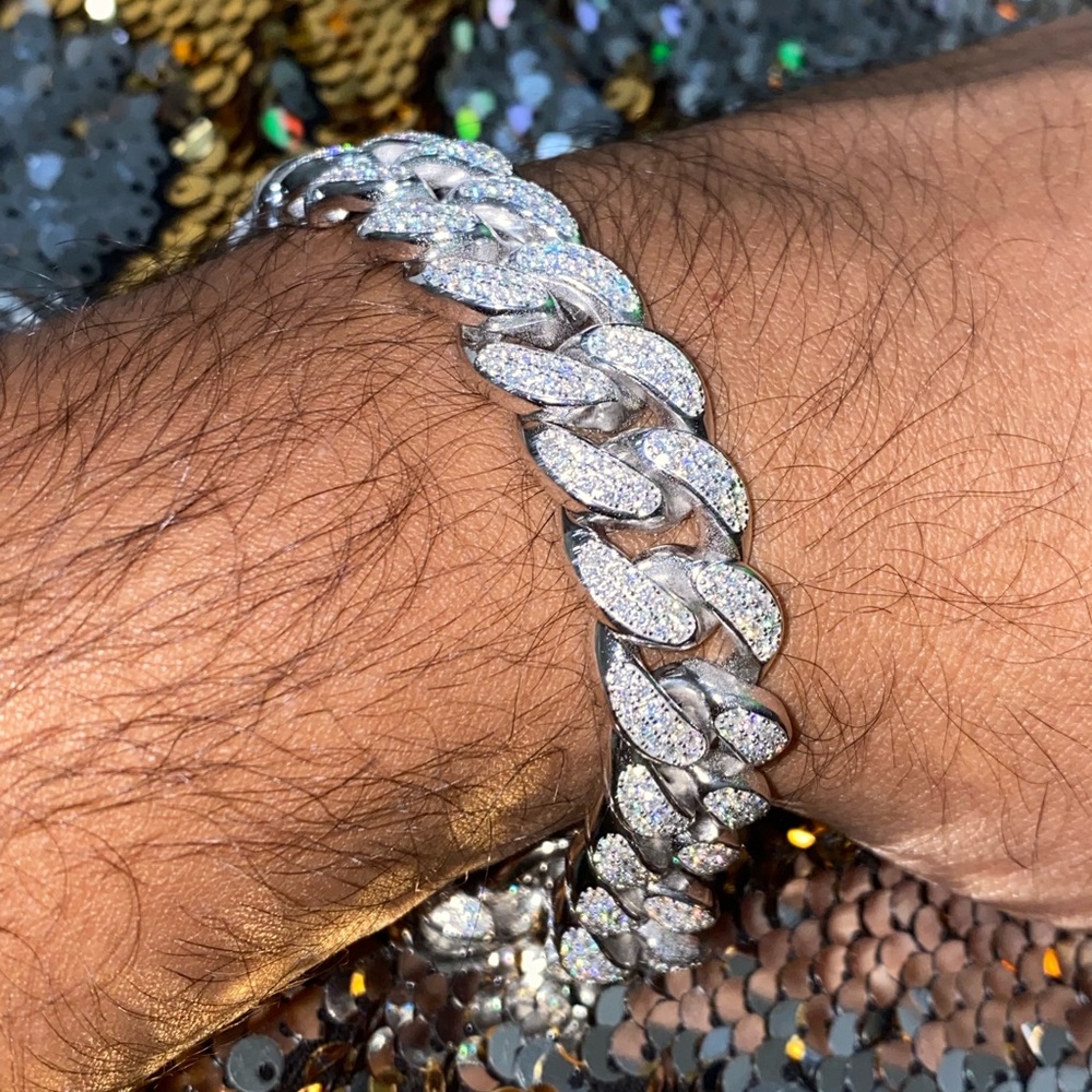 5 carat moissanite diamond Cuban link bracelet 14.9mm 100% passes diamond tester
